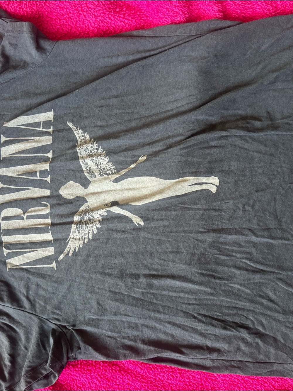 NIRVANA Black Tee with White Smile Logo Print